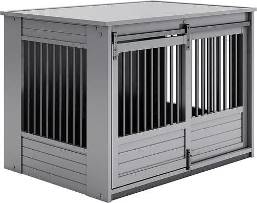 Show full view: New Age Pet ECOFLEX Barn Door Furniture Style Dog Crate & End Table, Grey, X-Large slide 4 of 12