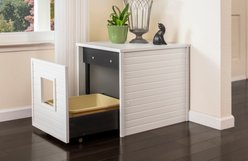 New Age Pet ECOFLEX Freedom LitterLoo with Pull Out Drawer End Table Cat Litter Box Enclosure, Antique White