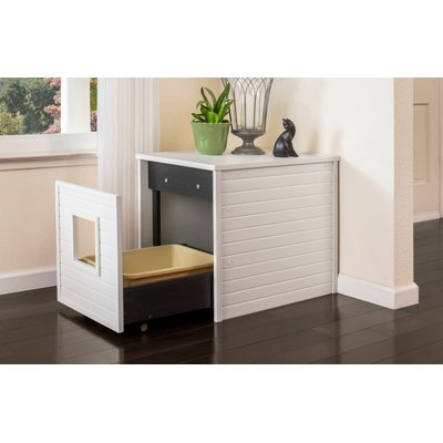New Age Pet New Age Pet ECOFLEX Freedom LitterLoo with Pull Out Drawer End Table Cat Litter Box Enclosure, Antique White