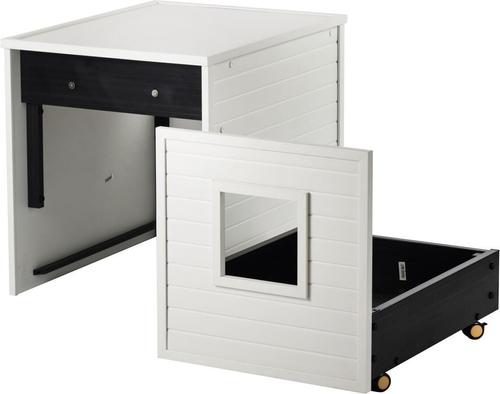 Show full view: New Age Pet ECOFLEX Freedom LitterLoo with Pull Out Drawer End Table Cat Litter Box Enclosure, Antique White slide 5 of 12