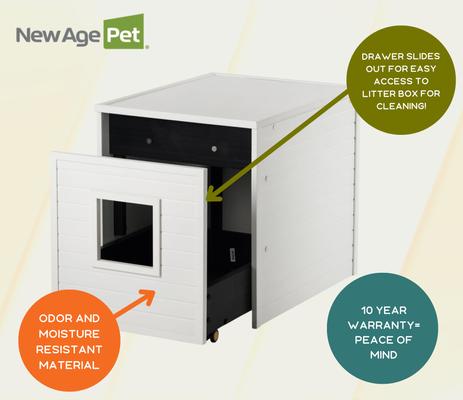 Show full view: New Age Pet ECOFLEX Freedom LitterLoo with Pull Out Drawer End Table Cat Litter Box Enclosure, Antique White slide 9 of 12