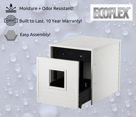 Show full view: New Age Pet ECOFLEX Freedom LitterLoo with Pull Out Drawer End Table Cat Litter Box Enclosure, Antique White slide 8 of 12