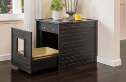 New Age Pet ECOFLEX Freedom LitterLoo with Pull Out Drawer End Table Cat Litter Box Enclosure, Black