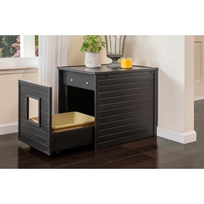 New Age Pet New Age Pet ECOFLEX Freedom LitterLoo with Pull Out Drawer End Table Cat Litter Box Enclosure, Black