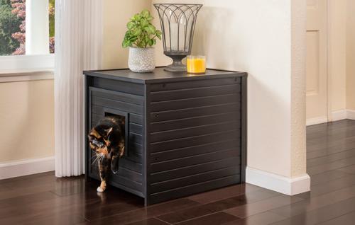 Show full view: New Age Pet ECOFLEX Freedom LitterLoo with Pull Out Drawer End Table Cat Litter Box Enclosure, Black slide 6 of 12