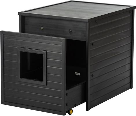 Show full view: New Age Pet ECOFLEX Freedom LitterLoo with Pull Out Drawer End Table Cat Litter Box Enclosure, Black slide 3 of 12