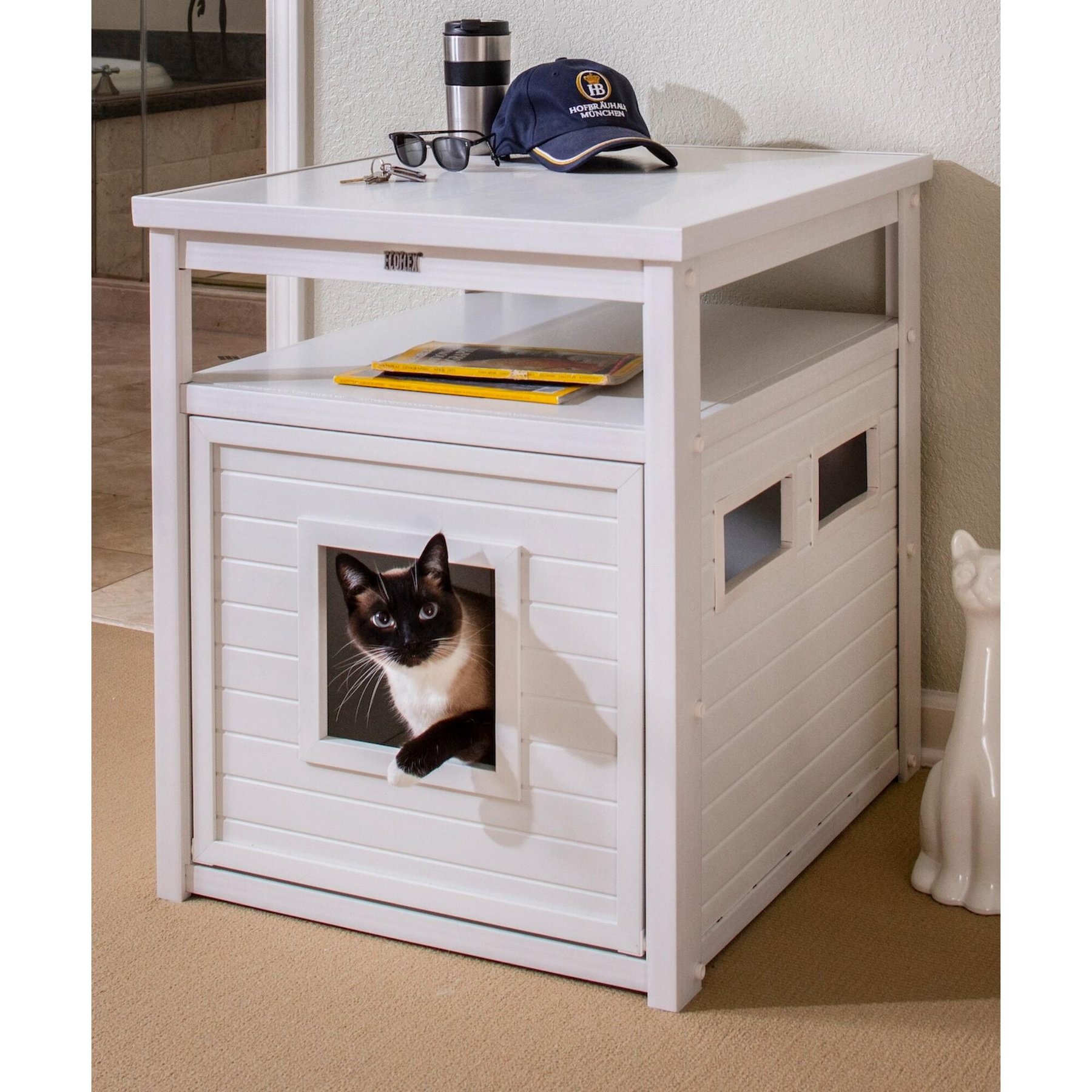 New Age Pet ECOFLEX Litter Box Cover End Table, Antique White, Jumbo
