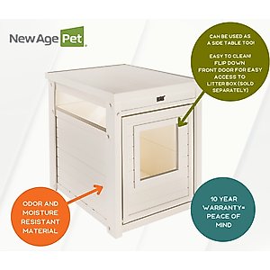 New Age Pet ECOFLEX Litter Box Cover End Table, Antique White, Standard