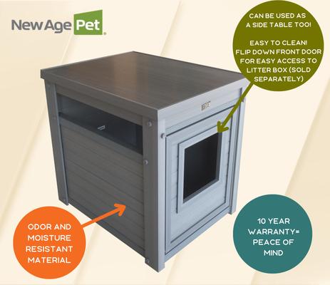 Show full view: New Age Pet ECOFLEX Litter Box Cover End Table, Grey, Standard slide 7 of 12