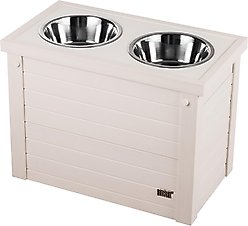 New Age Pet ECOFLEX Piedmont Double Diner Elevated Dog Bowls & Storage, Antique White, 4-cup slide 2 of 9