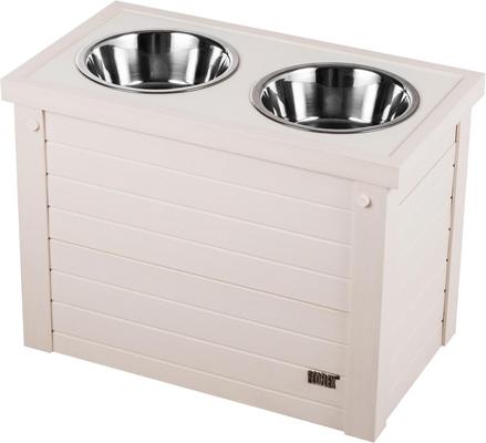 Show full view: New Age Pet ECOFLEX Piedmont Double Diner Elevated Dog Bowls & Storage, Antique White, 4-cup slide 2 of 12