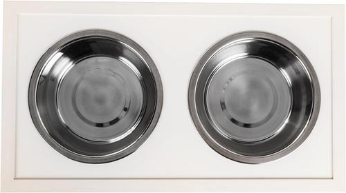 Show full view: New Age Pet ECOFLEX Piedmont Double Diner Elevated Dog Bowls & Storage, Antique White, 4-cup slide 4 of 12