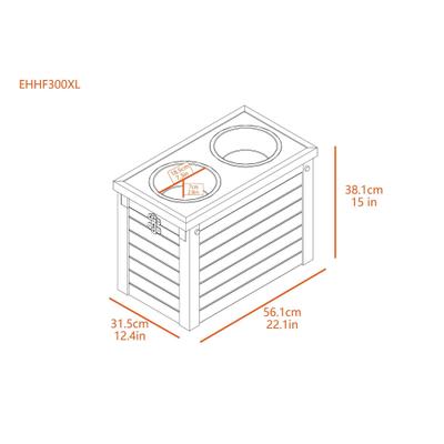 Show full view: New Age Pet ECOFLEX Piedmont Double Diner Elevated Dog Bowls & Storage, Antique White, 4-cup slide 7 of 12