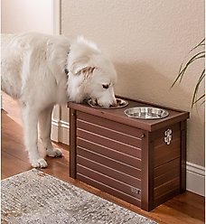 New Age Pet ECOFLEX Piedmont Double Diner Elevated Dog Bowls & Storage, Russet, 4-cup