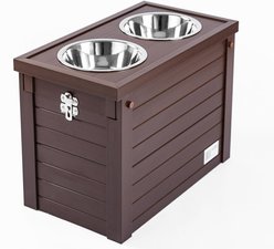New Age Pet ECOFLEX Piedmont Double Diner Elevated Dog Bowls & Storage, Russet, 4-cup slide 2 of 9