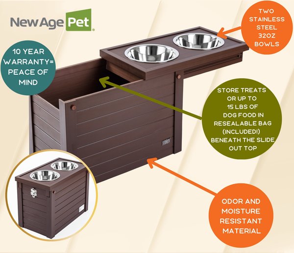 New Age Pet ECOFLEX Piedmont Double Diner Elevated Dog Bowls & Storage