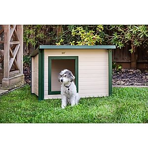 New Age Pet ECOFLEX Rustic Lodge Style Outdoor Dog House, Tan, Medium