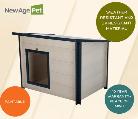 Show full view: New Age Pet ECOFLEX Rustic Lodge Style Outdoor Dog House, Tan, Medium slide 8 of 11