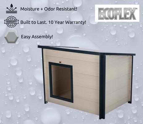 Show full view: New Age Pet ECOFLEX Rustic Lodge Style Outdoor Dog House, Tan, Medium slide 7 of 11