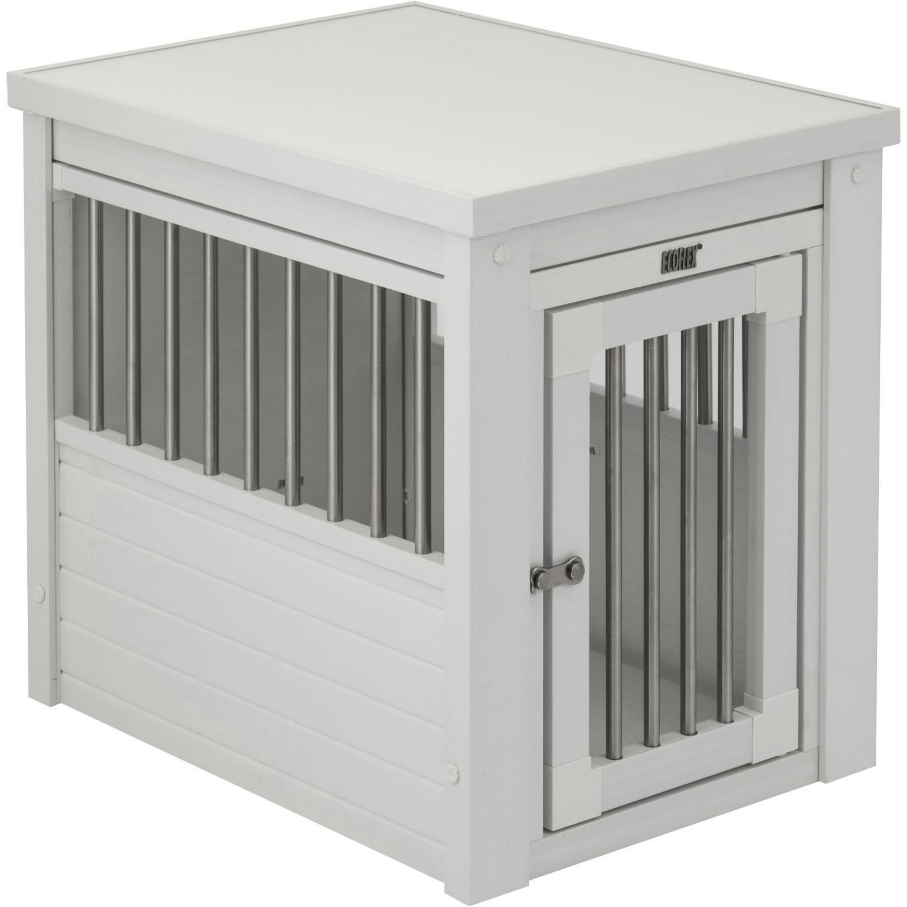 New Age Pet ECOFLEX Single Door Furniture Style Dog Crate & End Table, Antique White, Small