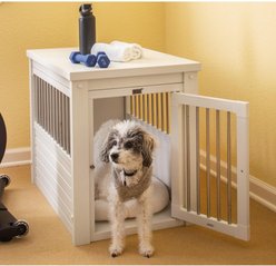New Age Pet ecoFLEX Single Door Furniture Style Dog Crate & End Table, Antique White, 29 inch