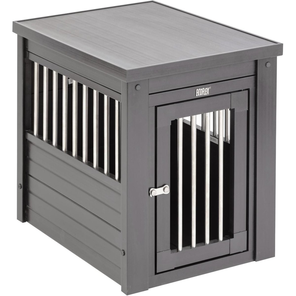 New Age Pet ECOFLEX Single Door Furniture Style Dog Crate & End Table, Grey, Small