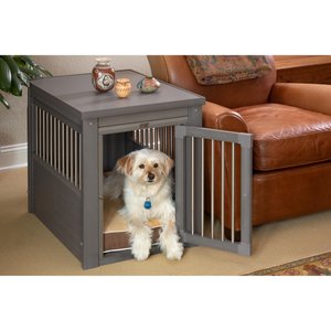 New Age Pet ecoFLEX Single Door Furniture Style Dog Crate & End Table, Grey, 29 inch