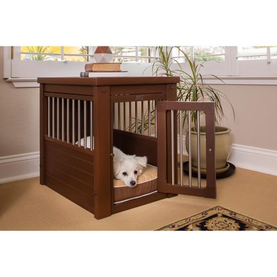 New Age Pet New Age Pet ECOFLEX Single Door Furniture Style Dog Crate & End Table, Russet Brown, Small
