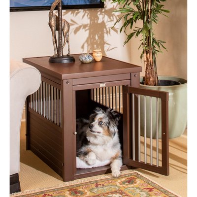 New Age Pet New Age Pet ECOFLEX Single Door Furniture Style Dog Crate & End Table, Russet Brown, Medium