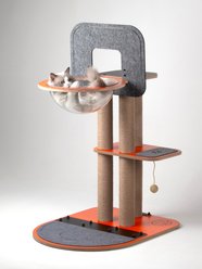 New Age Pet Purr & Play Kitty Basketball Hoop Cat Scratcher Toy, Orange
