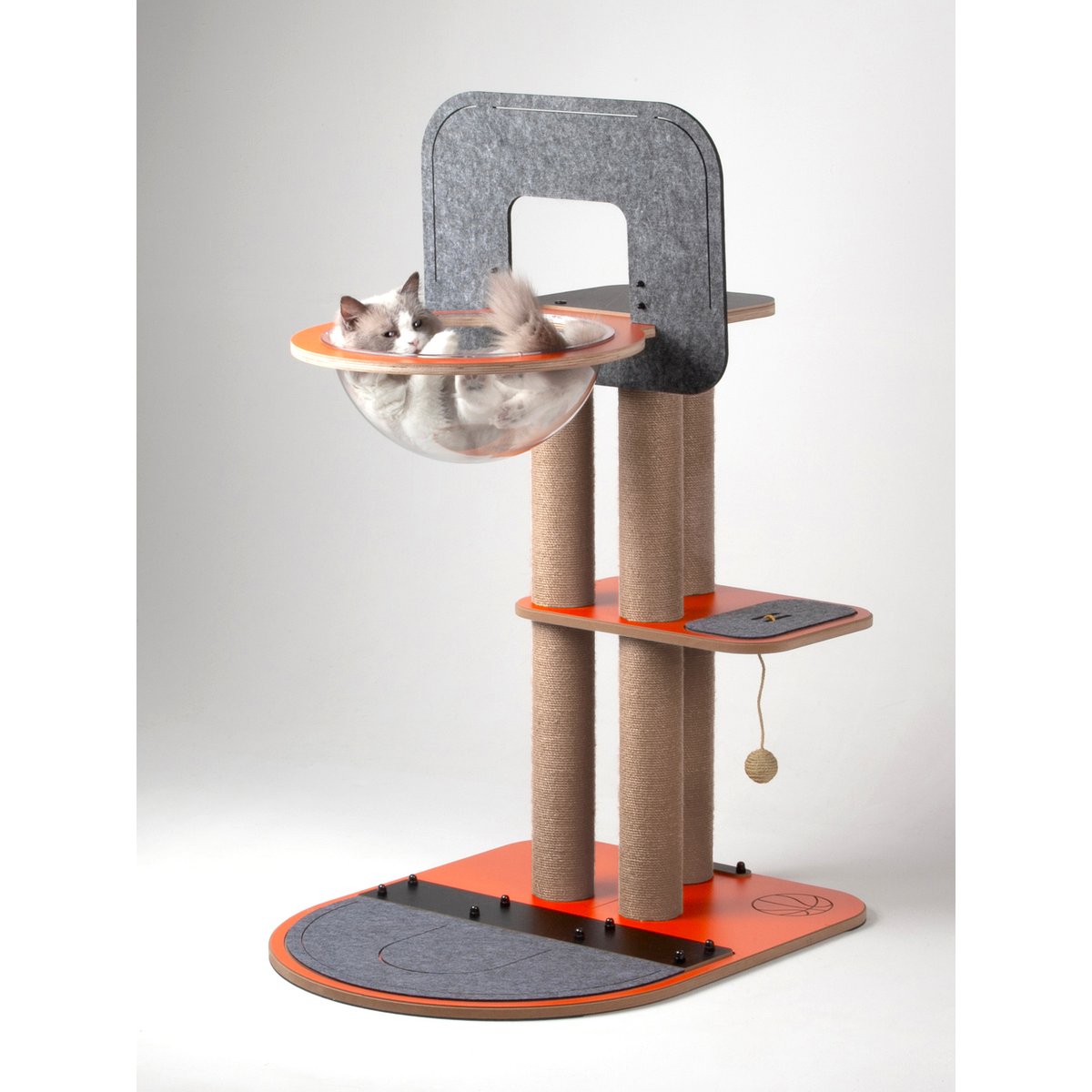 New Age Pet Purr & Play Kitty Basketball Hoop Cat Scratcher Toy, Orange