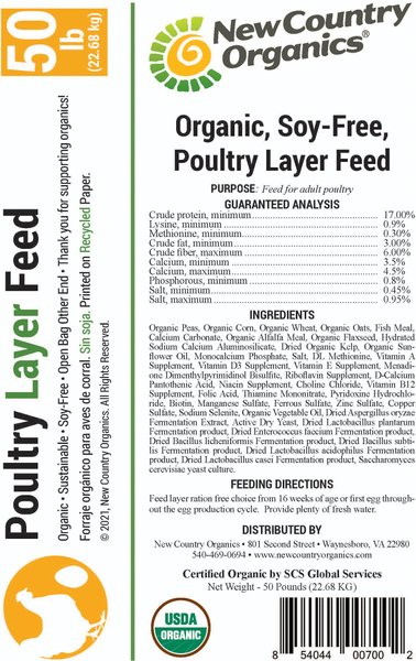 Show full view: New Country Organics Classic Grind Layer Chicken Feed, 50-lb bag slide 4 of 8