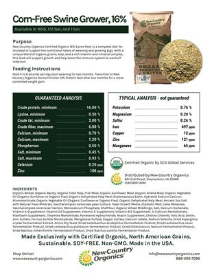 Show full view: New Country Organics Corn-Free 16% Swine Feed, 40-lb bag slide 3 of 8