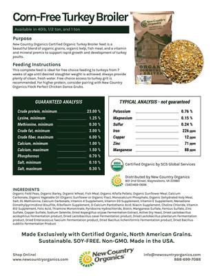 Show full view: New Country Organics Corn-Free Turkey Grower Turkey Feed, 40-lb bag slide 3 of 4