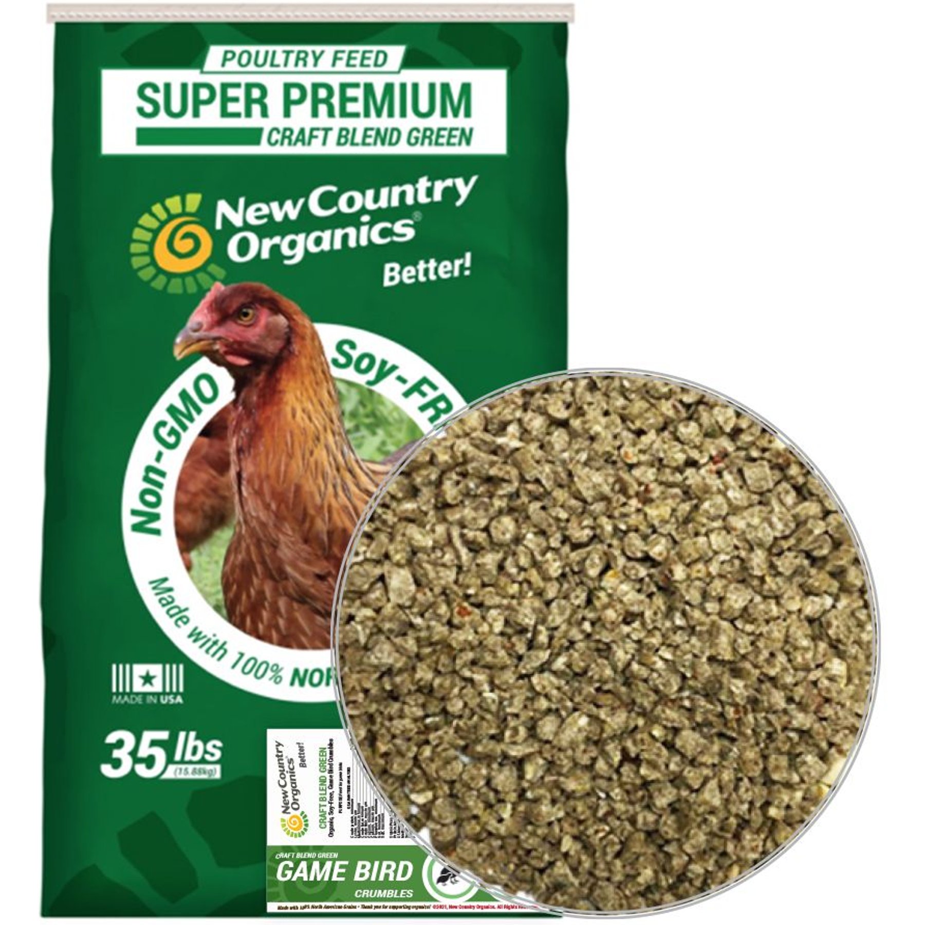New Country Organics Game Bird Crumbles Chicken Feed, 35-lb bag