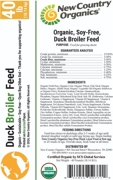 Show full view: New Country Organics Grower Duck Feed, 40-lb bag slide 3 of 8