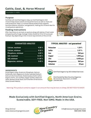 Show full view: New Country Organics Kelp Based Healthy Mineral for Cattle, Goats, & Horses, 40-lb bag slide 4 of 8
