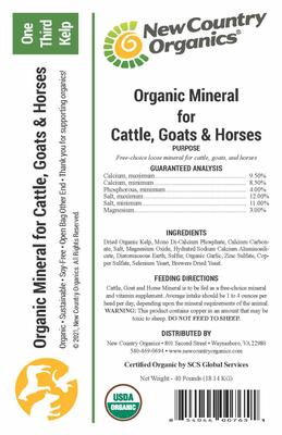 Show full view: New Country Organics Kelp Based Healthy Mineral for Cattle, Goats, & Horses, 40-lb bag slide 3 of 8