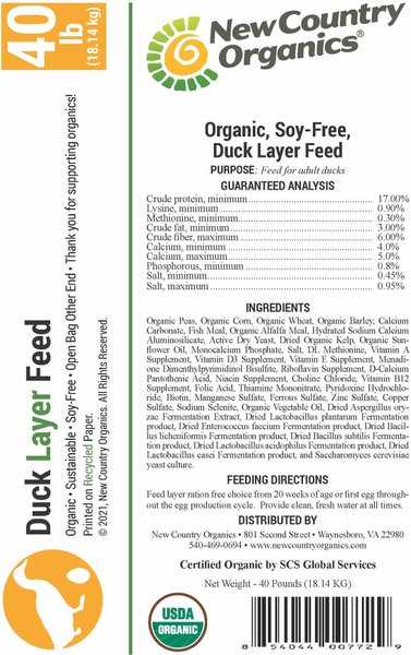 Show full view: New Country Organics Layer Duck Feed, 40-lb bag slide 3 of 8