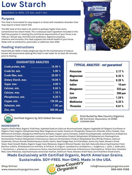 Show full view: New Country Organics Low Starch Horse Feed, 40-lb bag slide 7 of 8