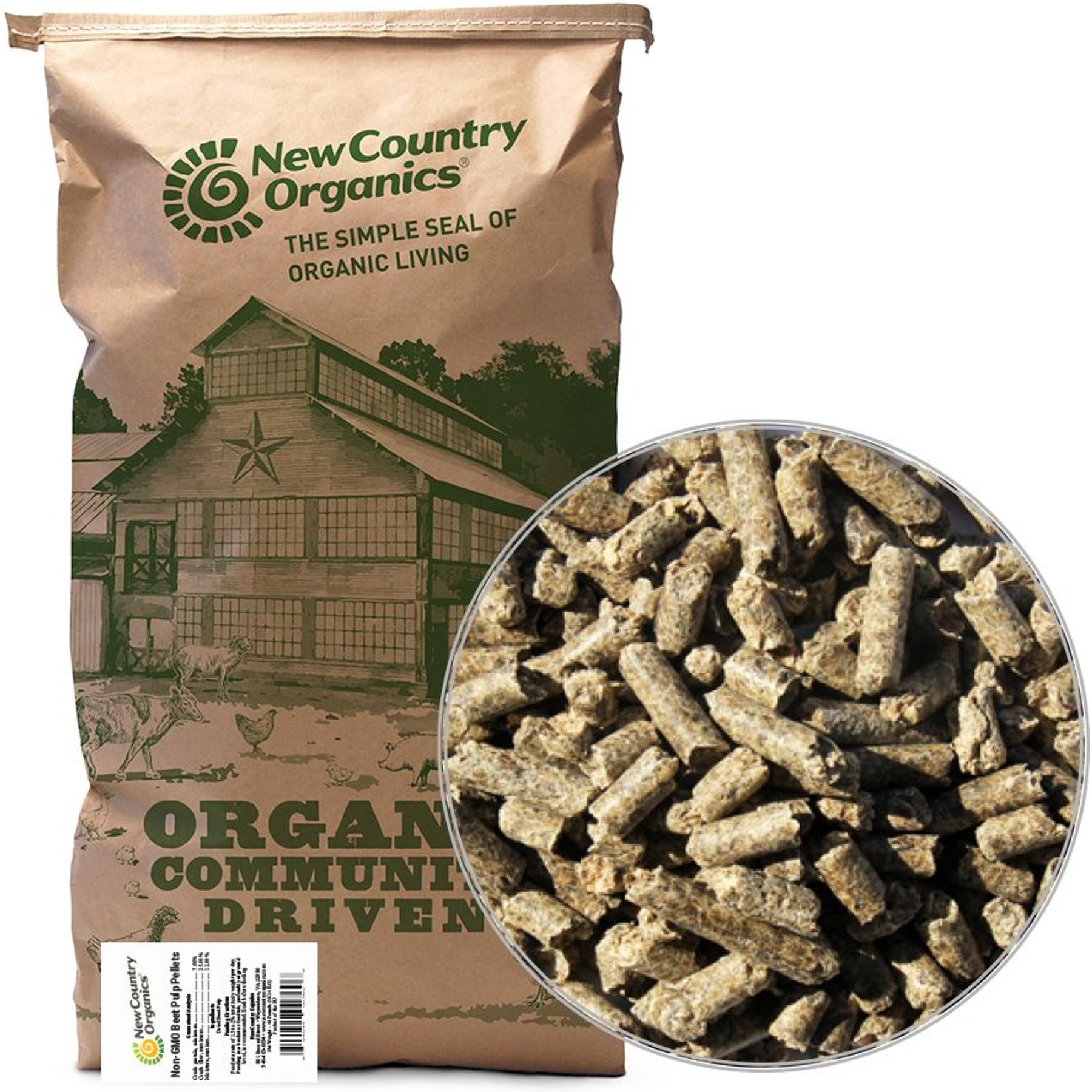 New Country Organics Non-GMO Beet Pulp Pellets Horse Supplement, 40-lb bag
