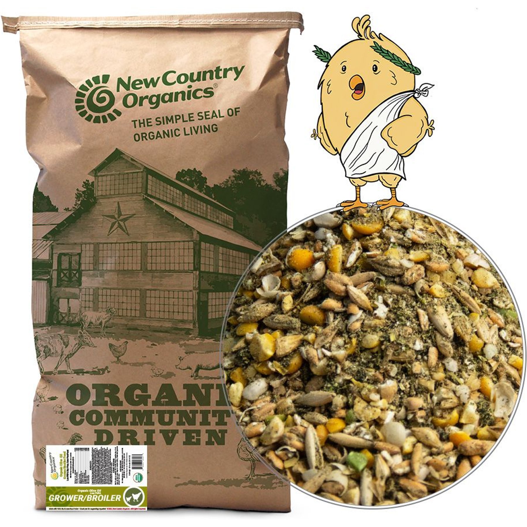 New Country Organics Organic Olive Oil Grower Broiler Chicken Feed, 40-lb bag