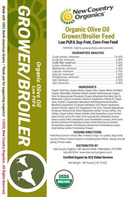 Show full view: New Country Organics Organic Olive Oil Grower Broiler Chicken Feed, 40-lb bag slide 3 of 8