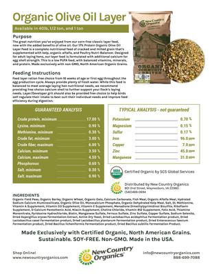 Show full view: New Country Organics Organic Olive Oil Layer Chicken Feed, 40-lb bag slide 3 of 9