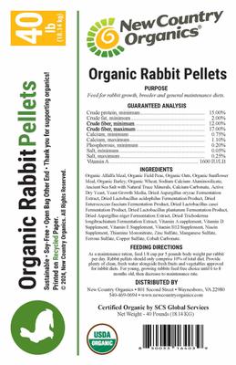 Show full view: New Country Organics Rabbit Pellets Feed, 40-lb bag slide 4 of 8