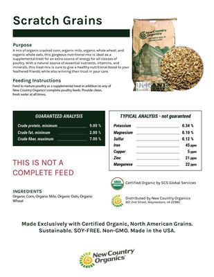 Show full view: New Country Organics Scratch Grains 9% Protein Chicken Feed, 25-lb bag slide 3 of 5