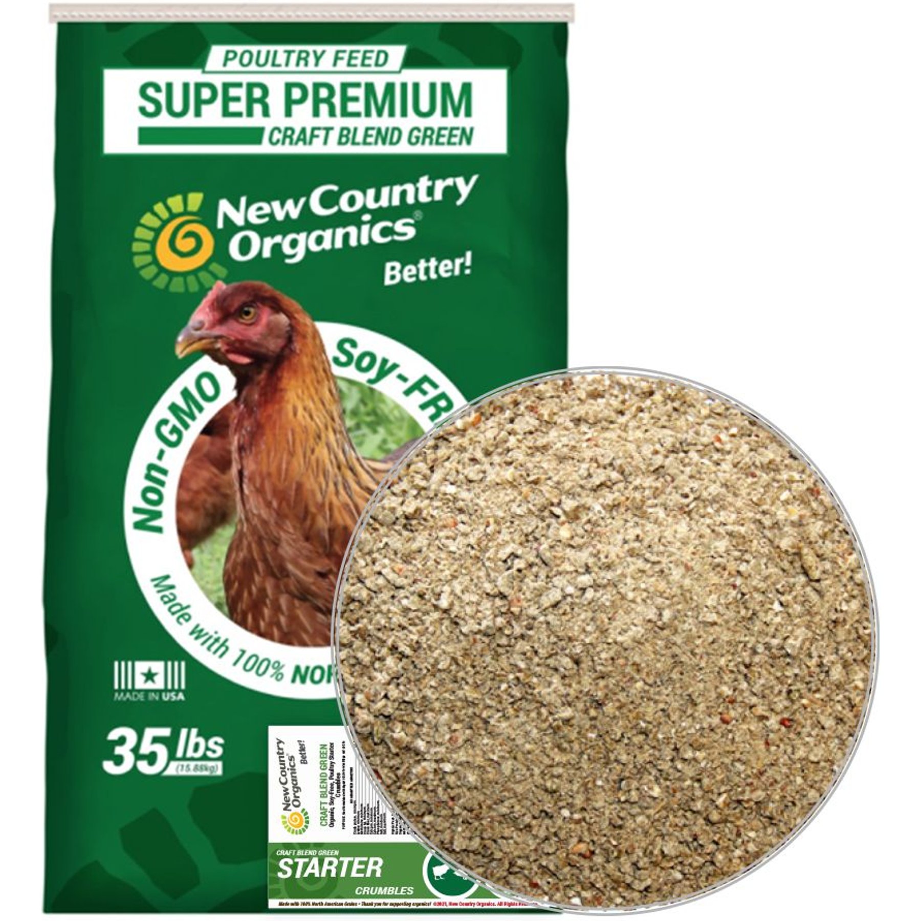 New Country Organics Starter Crumble Chicks & Ducklings Chicken Feed, 35-lb bag