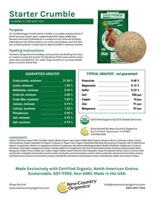 Show full view: New Country Organics Starter Crumble Chicks & Ducklings Chicken Feed, 35-lb bag slide 3 of 8