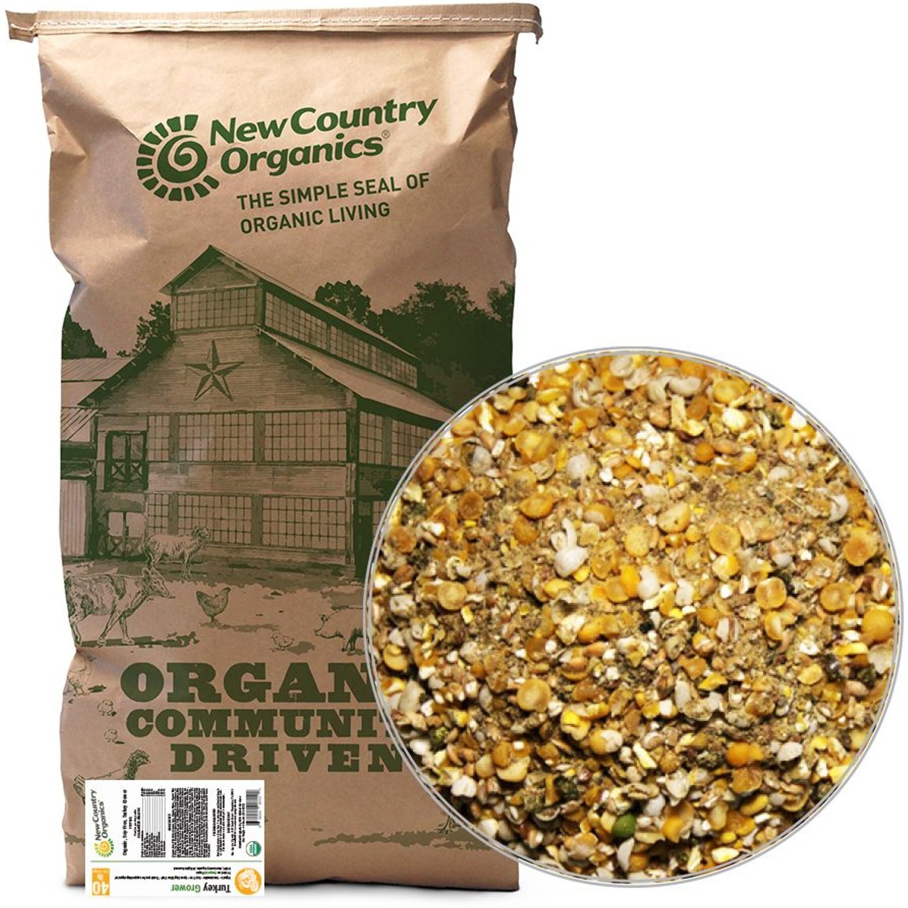 New Country Organics Turkey Grower Turkey Feed, 40-lb bag