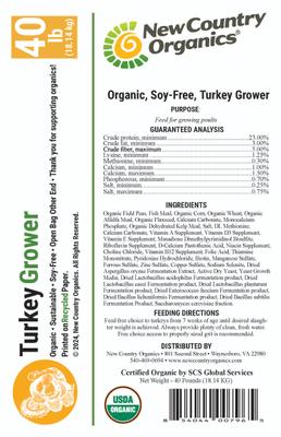 Show full view: New Country Organics Turkey Grower Turkey Feed, 40-lb bag slide 6 of 8